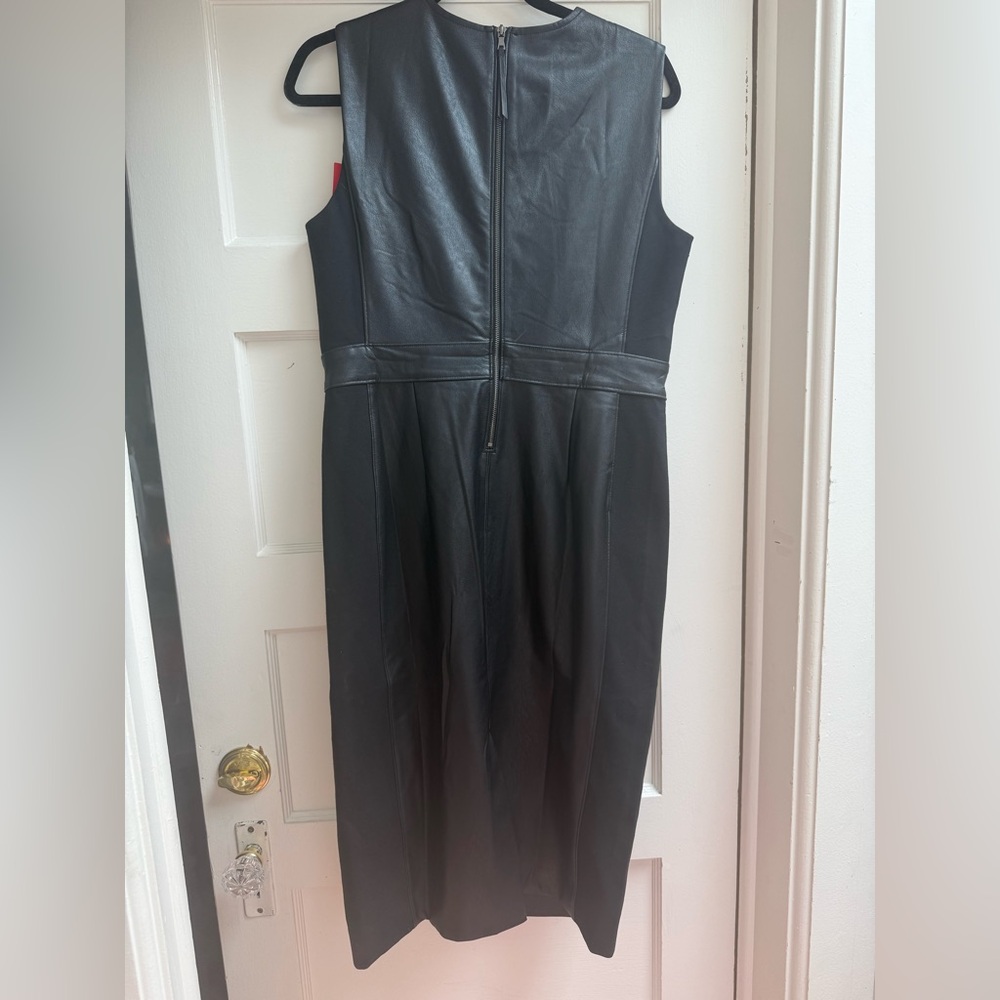 NWT Spanx Leather-Like Combo Sheath Dress-Luxe Black - Picture 11 of 11